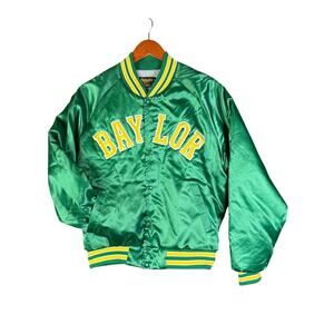 Baylor Bears Satin Jacket Stitch Nylon Vintage Mens Green‎ Gold Medium USA NCAA